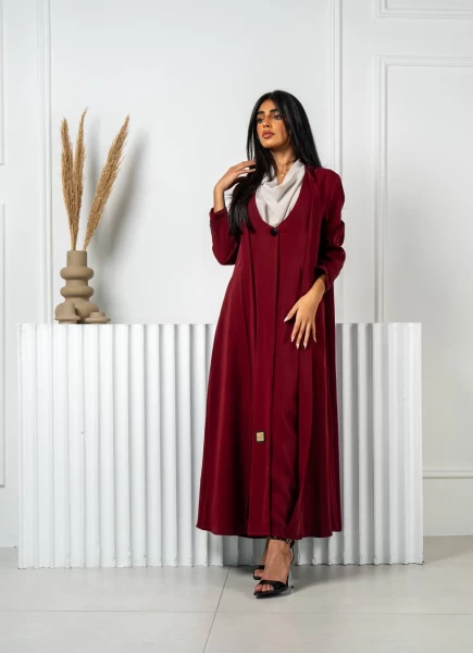 Burgundy Crepe Abaya IB207 red