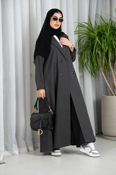 Abaya Blazer Crepe Black Stripe IB221